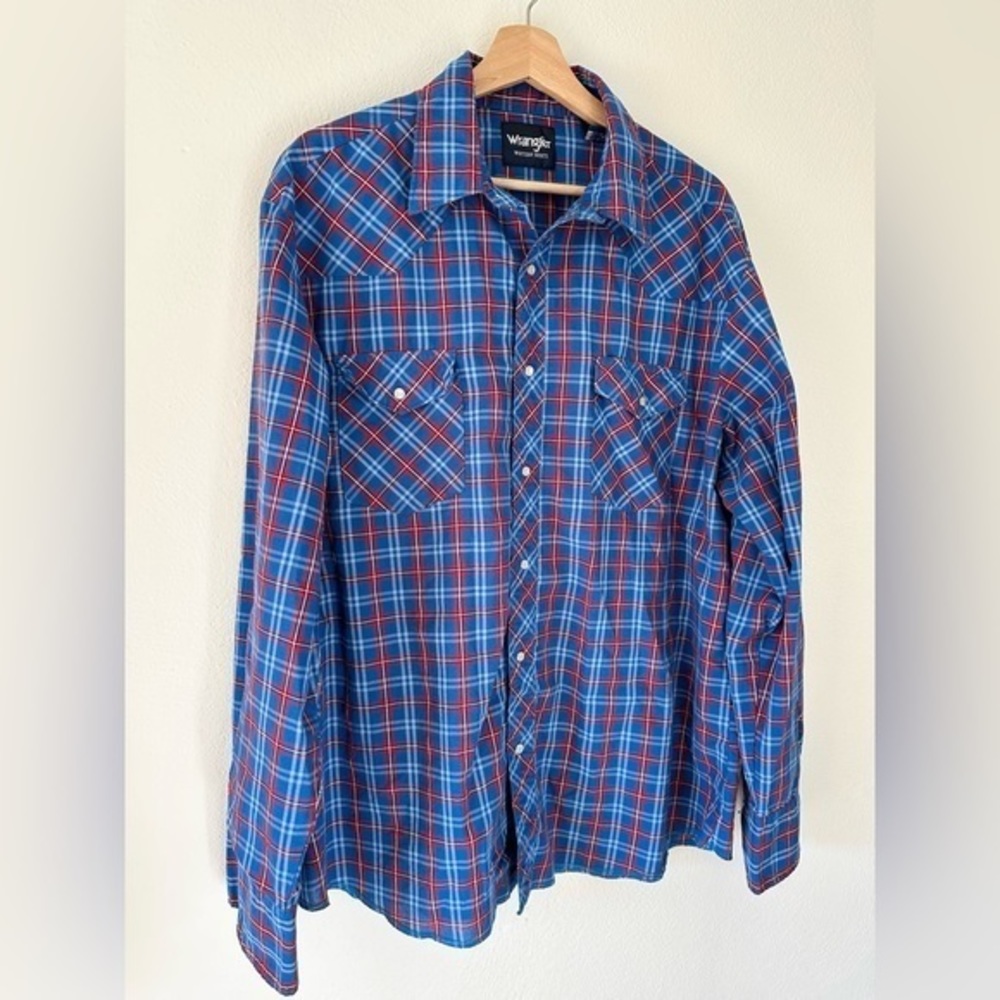 Wrangler Western Pearl Snap Retro Long Sleeve‎ button Down Size XL